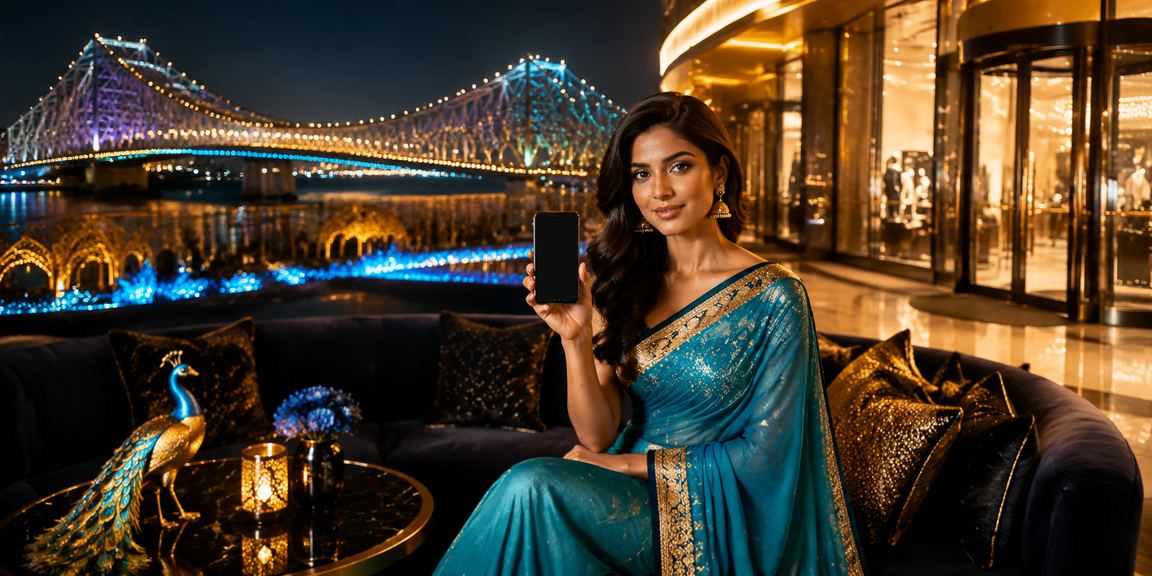 Indian woman enjoying Aviator game online with cricket and casino surroundings